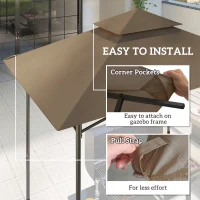 Outsunny Acoperiș de Schimb pentru Pergolă cu 2 Nivele și Buzunare de Colț, 160 g/m², UV50+, 244x152 cm, Kaki(m-5)