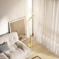 HOMCOM Lampă de Podea cu Lumini LED Reglabile și Întrerupător cu Pedală, 20,5x20,5x146 cm, Auriu(m-8)
