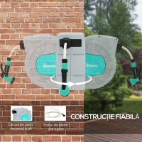 Outsunny Tabur pentru Furtun Retractabil cu Furtun de Apă 30+2 m, Rotativ la 180°, 50x23x45 cm, Verde(m-5)