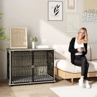 PawHut Hondenbox, Hondenkist, Afsluitbare Verblijfsbox voor Grote Honden, Grijs(m-9)