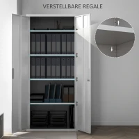 HOMCOM Aktenschrank, Büroschrank, 5 Regale, Metall, 80B x 40T x 180H cm, Weiß(m-4)