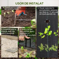 Outsunny Folie pentru Mulcire 1300g/m², Respirabilă și Anti-UV din Polipropilena, 50x2 m, Negru(m-5)