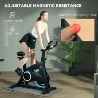 SPORTNOW Bicicletă Magnetică cu Ghidon, Șa Reglabilă și Monitor LCD, 106x53x111-123 cm, Negru(m-5)