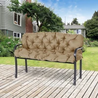 Outsunny 3-zits bankkussen 150x98x8 cm met bevestigingsbanden, bankkussen voor tuinmeubelen schommelstoel, Khaki(m-2)