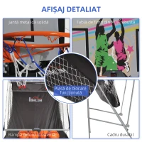 HOMCOM Coș de Baschet cu Panou LED, Pompă, 2 Coșuri, 4 Mingi și 8 Moduri de Joc, 205x110x205 cm, Negru(m-6)