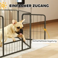 PawHut Hundezaun, Haustiergehege, 6 Paneele, Stahl, faltbar, Grau(m-5)