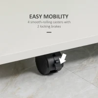 HOMCOM Multi-Storage Compact Work Desk, with Wheels - White(m-5)