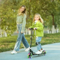 AIYAPLAY Scooter for Kids Aged 3-8 Years, with Adjustable Handle, Two Light Up Wheels, Handbrake, Rear Brake, Black(m-2)