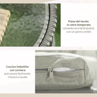Outsunny Set da Esterno con Tavolino in Vetro e 2 Sedie da Giardino in Rattan Stile Boho, Grigio Chiaro(m-5)