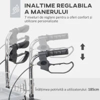 HOMCOM Cadru de Mers cu Înălțime Reglabilă, 2 Frâne, Coș și Tavă, 60x62x84-100,5 cm, Negru(m-5)