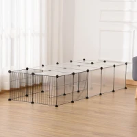 PawHut Țarc Modular pentru Animale de Talie Mică cu Panouri și Accesorii, 140x70x70 cm, Negru(m-7)