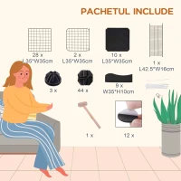 PawHut Țarc Modular pentru Animale de Talie Mică, cu Panouri și Accesorii, 105x70x116 cm, Negru(m-6)