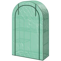 Outsunny Seră pentru Grădină cu 4 Niveluri, Ușă Batantă și 14 Catarame din Plastic, 100x45x160 cm, Verde(m-10)