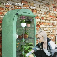 Outsunny Seră pentru Grădină cu 4 Niveluri, Ușă Batantă și 14 Catarame din Plastic, 100x45x160 cm, Verde(m-6)