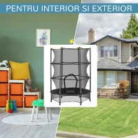 HOMCOM Trambulină Elastică pentru Copii 3-10 Ani cu Plasă de Siguranță și Țevi Capitonate, Ø140 x 190 cm, Negru(m-5)