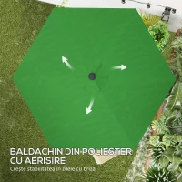 Outsunny Înveliș de Schimb pentru Umbrelă cu Orificii de Aerisire, Ø300 cm, Verde(m-5)