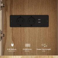 HOMCOM Măsuță de Sufragerie cu 2 Prize CA, Porturi USB, Raft Rabatabil și Raft Deschis, 30x60x60,5 cm, Natural(m-4)