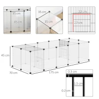 PawHut Țarc Modular pentru Animale de Talie Mică cu 20 de Panouri, 2 Uși și Accesorii, 175x70x45 cm, Negru(m-3)