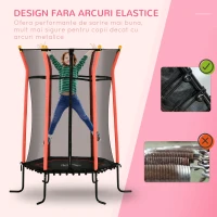 HOMCOM Trambulină Elastică pentru Copii 3-10 Ani cu Intrare cu Fermoar și Țevi Căptușite, Ø163,5x190 cm, Roșu(m-4)