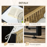 Outsunny Set Mobilier de Grădină din Ratan cu Canapea, Fotolii cu Perne și Măsuță cu Blat de Sticlă, 106x70x72 cm, Alb Crem(m-6)