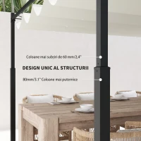 Outsunny Pergola Pavilion 3×3 m cu Copertina Retractabila – Alb‑Crem(m-5)