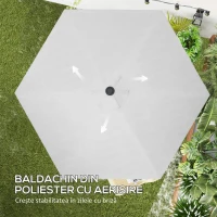 Outsunny Înveliș de Schimb pentru Umbrelă cu Orificii de Aerisire, Ø300 cm, Alb Crem(m-5)