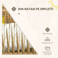 Outsunny Set Mobilier de Grădină din Ratan cu Canapea, Fotolii cu Perne și Măsuță cu Blat de Sticlă, 106x70x72 cm, Alb Crem(m-4)