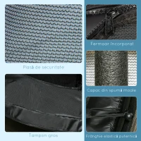 HOMCOM Trambulină Elastică pentru Copii 3-10 Ani cu Plasă de Siguranță și Țevi Capitonate, Ø140 x 190 cm, Negru(m-6)
