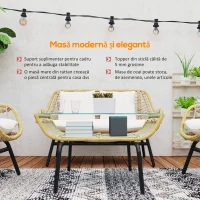 Outsunny Set de Grădină din 4 Piese cu Canapea, Fotolii cu Perne și Măsuță de Cafea, 118x69x73 cm, Bej(m-4)