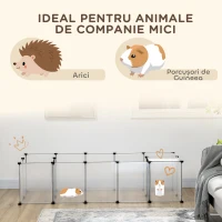 PawHut Țarc Modular pentru Animale de Talie Mică cu 20 de Panouri, 2 Uși și Accesorii, 175x70x45 cm, Negru(m-4)