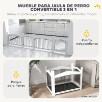 PawHut Jaula para Perros Medianos 3 en 1 con Puerta Tapa Superior Desmontable y Bandeja Extraíble 82,5x57,5x59,5 cm Blanco(m-4)