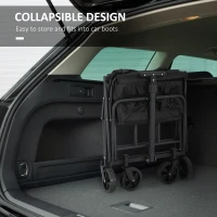 Outsunny 62L Festival Trolley on Wheels, Garden Folding Trolley Cart, 120kg Heavy Duty Collapsible Folding Wagon with Adjustable Handle and Carrying Bag for Beach, Camping, Festival, Black(m-6)