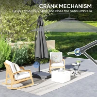 Outsunny 3(m) Garden Cantilever Parasol with Fillable Base up to 90kg, Wind Protection Strap, Cover, Round Banana Hanging Umbrella with Crank Handle and Tilt, UPF50+ Patio Umbrella, Grey(m-9)