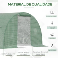 Outsunny Estufa Tipo Túnel 4,5x3x2 m com Paredes Laterais Enroláveis 6 Janelas de Malha e Porta Enrolável com Fecho de Correr Verde(m-4)