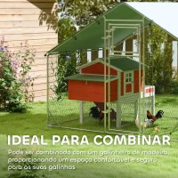 PawHut Galinheiro para Exterior 3x2 m Galinheiro de Aço Galvanizado com Comedouro Suspenso Tipo Espeto Poleiro Anti-UV Prata(m-8)