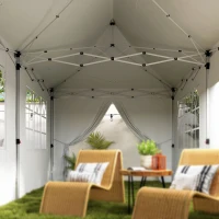 Outsunny Carpa Plegable Pop-up 6x3 m con 6 Paredes Laterales Anti-UV Altura Ajustable Bolsa de Arena y Bolsa de Transporte Blanco(m-9)