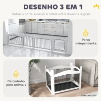 PawHut Gaiola para Cães Médios 3 em 1 Mesa Auxiliar Gaiola para Cães com Porta Trava Tampa Superior  82,5x57,5x59,5 cm Branco(m-4)