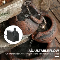 Outsunny 2-in-1 Waterfall Fountain with Birdhouse, Resin Garden Water Fountain with LED Lights Pump, Cascading Garden Water Feature with Tree Trunk Design, Multi-colour(m-6)