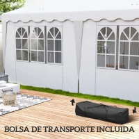 Outsunny Carpa Plegable Pop-up 6x3 m con 6 Paredes Laterales Anti-UV Altura Ajustable Bolsa de Arena y Bolsa de Transporte Blanco(m-7)