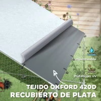 PawHut Gallinero Metálico de Exterior de 3x4m con Percha Multiusos Comedero Colgante Tipo Brocheta y Lona Protectora Resistente(m-5)