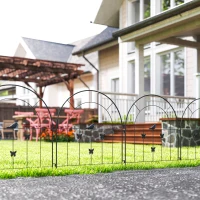 Outsunny Conjunto de 5 Vedações para Jardim Metálicas 300x70 cm Combinação Livre Barreira para Animais para Pátio Relva Preto(m-2)