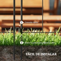 Outsunny Conjunto de 5 Vedações para Jardim Metálicas 300x70 cm Combinação Livre Barreira para Animais para Pátio Relva Preto(m-4)