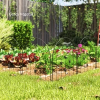 Outsunny Conjunto de 5 Vedações para Jardim Metálicas 300x70 cm Combinação Livre Barreira para Animais para Pátio Relva Preto(m-7)