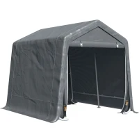 Outsunny Tenda Garage 2.4x2m per Veicoli e Biciclette in Metallo e Tessuto PE, Grigio Scuro(m-1)