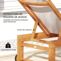 Outsunny Tumbona de Jardín con Respaldo Ajustable Ruedas Integradas y Estructura de Madera de Acacia Capacidad de 160 kg Gris(m-6)