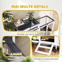 Pawhut Cusca Iepuri 2 Nivele – Gri, cu Roti, Rampa & Acoperis Rabatabil(m-8)
