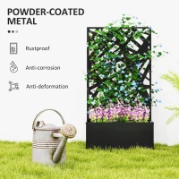 Outsunny Jardinieră cu Grilaj pentru Plante Cățărătoare din Metal, 61x23x113 cm, Negru(m-6)