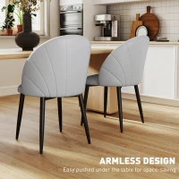 HOMCOM Set 2 Scaune din Piele Ecologică cu Picioare din Oțel și Spătar în Formă, 52x54x79 cm, Gri Deschis(m-7)