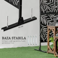 Outsunny Paravan Exterior cu 2 Picioare din Oțel, pentru Exterior și Grădină, 122x45x198 cm, Negru(m-5)