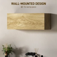 HOMCOM Dulap de Baie Suspendat cu Ușă Rabatabilă și Rafturi din Lemn, 80x25x30 cm, Natural(m-4)